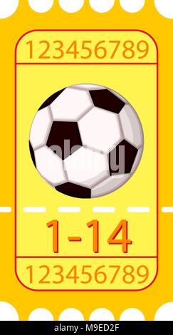 Coloratissimo cartoon football soccer icona ticket. Illustrazione Vettoriale