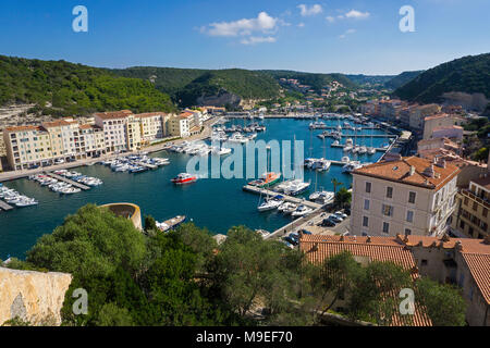 Prodotti della pesca e dal porto turistico di Bonifacio, Corsica, Francia, Mediterraneo, Europa Foto Stock