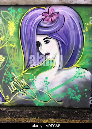 Manga giapponese in stile art graffiti Foto Stock