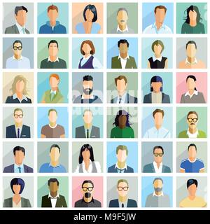 Gruppo di persone ritratto, illustrazione Illustrazione Vettoriale