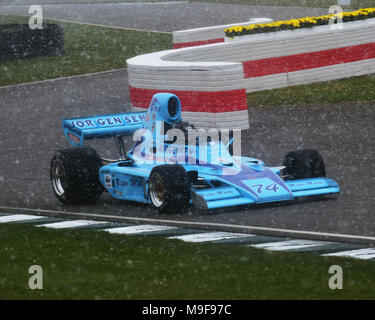 Frank Lione, Gurney Eagle FA74, Formula 5000, F5000, neve Blzzard, 76th Assemblea dei Soci, Goodwood, Inghilterra, marzo 2018, Sussex, Autosport, automobili, cir Foto Stock