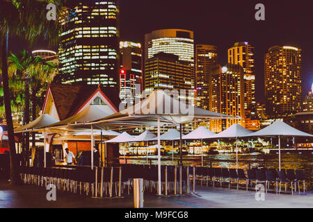 SYDNEY, Australia - Dicembre 16th, 2013: dettaglio del Sydney Harbour di notte Foto Stock