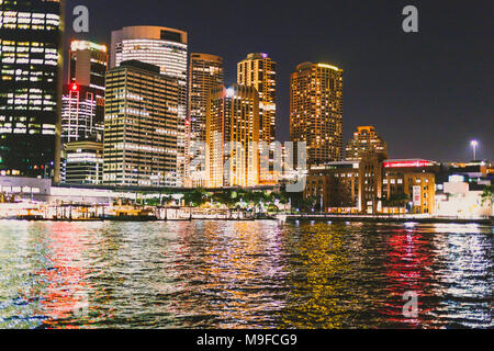 SYDNEY, Australia - Dicembre 16th, 2013: dettaglio del Sydney Harbour di notte Foto Stock