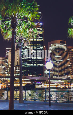 SYDNEY, Australia - Dicembre 16th, 2013: dettaglio del Sydney Harbour di notte Foto Stock