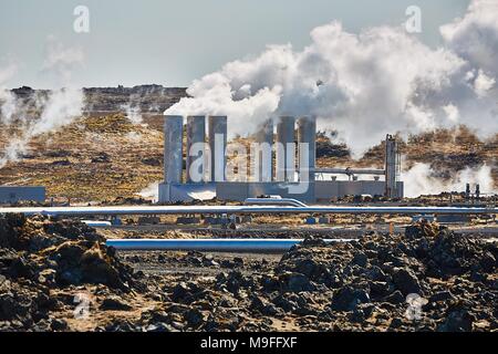 Centrale geotermica elettrica Foto Stock