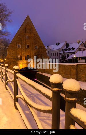 Piccolo Mulino a Danzica di notte. Gdansk, Pomerania, Polonia. Foto Stock