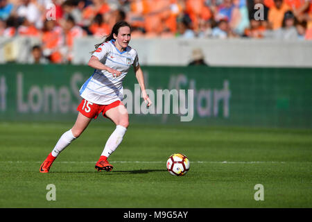 Houston, Texas, Stati Uniti d'America. 25 Mar, 2018. Chicago stelle rosse in avanti Michele Vasconcelos (15) n azione durante il match NWSL tra il Chicago stelle rosse e la Houston Dash di BBVA Stadium di Houston, Texas. Chris Brown/CSM/Alamy Live News Foto Stock