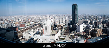 OSAKA, Giappone - 26 Marzo : una vista panoramica della citta' di Osaka da Harukas observation deck di Osaka il 26 marzo 2018. (Foto: Richard Atrero de Guzman/AFLO) Foto Stock