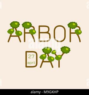 National Arbor Day. Testo Arbor Day sotto forma di alberi. Per striscioni, inviti, blog Illustrazione Vettoriale