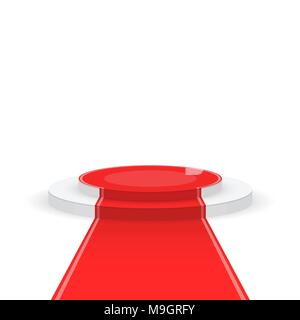 Tappeto rosso round podio. Piedistallo isolato per la progettazione Illustrazione Vettoriale