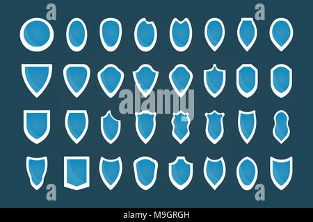 Impostare stemma impostato per il design. Le icone di scudo Illustrazione Vettoriale