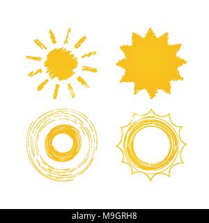 Semplice sun doodle scrawl illustrazione icona impostare Illustrazione Vettoriale