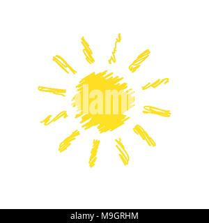 Disegnata a mano sun doodle illustrazione isolati su sfondo bianco Illustrazione Vettoriale