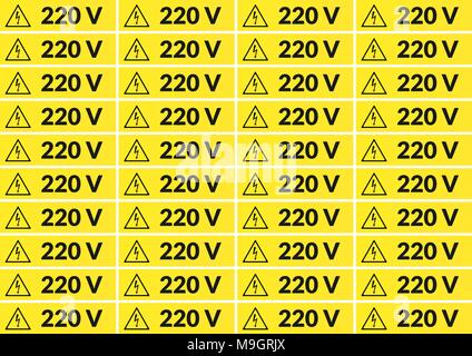 Set di 220 volt di tensione principale di adesivo per la stampa su A4 Illustrazione Vettoriale