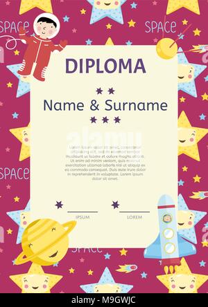 Diploma Cartoon template vettoriale Illustrazione Vettoriale