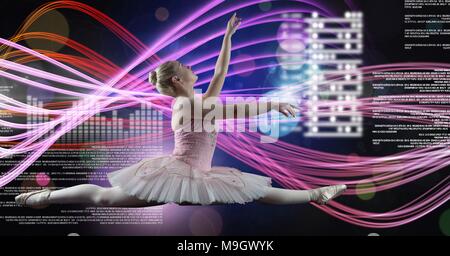 Ballerina con tecnologia digitale interface Foto Stock