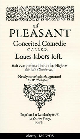 Dopo questo primo titolo-cuscinetto pagina Shakespeare il nome. William Shakespeare, 1564 (battezzato) - 1616. Poeta inglese, drammaturgo e attore. Da una vita di William Shakespeare, pubblicato 1908. Foto Stock