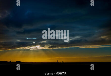 Tramonto sulla spiaggia di Dunkerque, tramonto di Dunkerque France Foto Stock