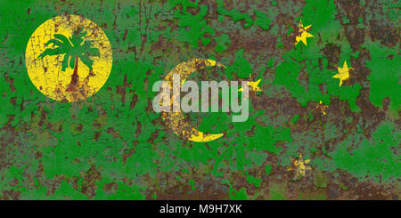 Il Cocos, Keeling Islands flag grunge, Australia territorio dipendente bandiera Foto Stock