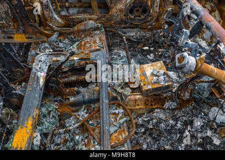 Bruciato auto abbandonate, nella contea di Kerry Irlanda Foto Stock