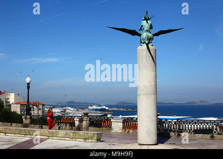 Monumento a cantanti, poeti e trovadores del Ria di Vigo / Monumento a los cantores, poetas y trovadores de la Ría de Vigo, a Vigo, Galizia, Spagna Foto Stock