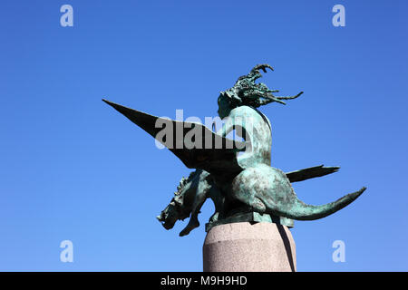 Monumento a cantanti, poeti e trovadores del Ria di Vigo / Monumento a los cantores, poetas y trovadores de la Ría de Vigo, a Vigo, Galizia, Spagna Foto Stock