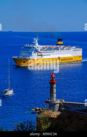 Corsica Ferries Corsica Marina Seconda arriva al porto di Bastia Corsica Francia Europa Foto Stock