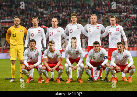 WROCLAW, Polonia - 23 Marzo 2018: Amichevole Polonia vs Nigeria 0:1. Team di Polonia prima della partita. Foto Stock
