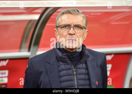 WROCLAW, Polonia - 23 Marzo 2018: Amichevole Polonia vs Nigeria 0:1. Nella foto Adam Nawalka head coach della Polonia Foto Stock