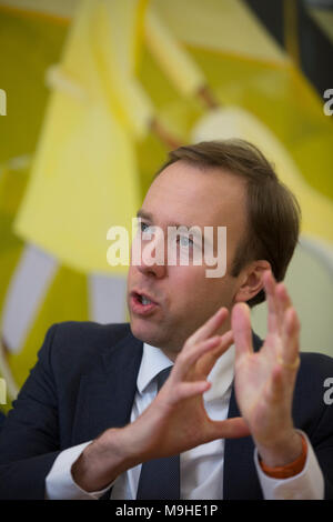 Matt Hancock, MP per West Suffolk, Segretario di Stato del Ministero della Cultura, dei mezzi di comunicazione e lo sport, uomo politico britannico del partito conservatore. Foto Stock