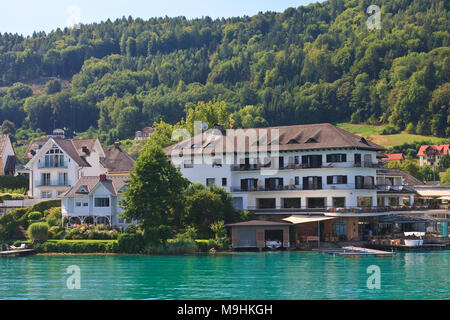 Resort Maria vale la pena e il lago vale la pena (Worthersee). Austria Foto Stock