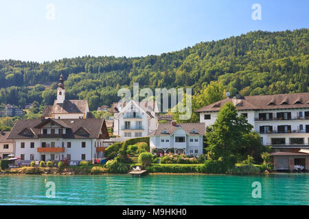 Resort Maria vale la pena e il lago vale la pena (Worthersee). Austria Foto Stock