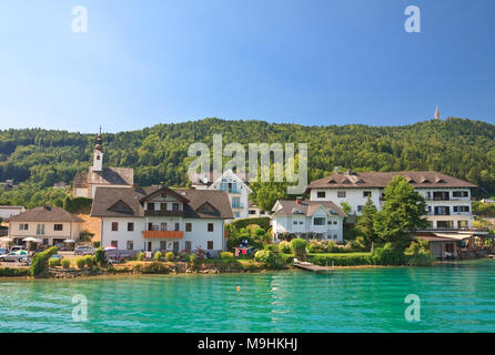 Resort Maria vale la pena e il lago vale la pena (Worthersee). Austria Foto Stock