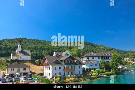 Resort Maria vale la pena e il lago vale la pena (Worthersee). Austria Foto Stock