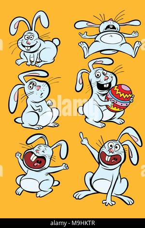 Funny Easter Bunny character set collection Illustrazione Vettoriale