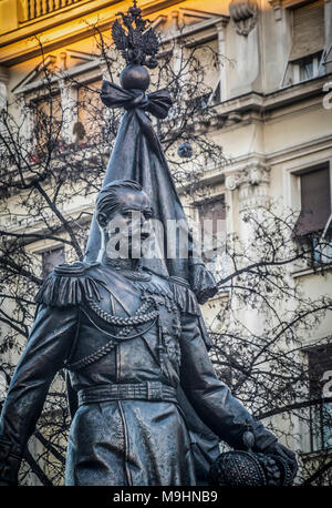 A Belgrado, in Serbia - 14 Gennaio 2014: la statua di Nikolai II, il russo lo zar Foto Stock