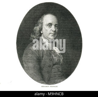 Benjamin Franklin, 1706-1790, American polymath, uno dei padri fondatori degli Stati Uniti Foto Stock