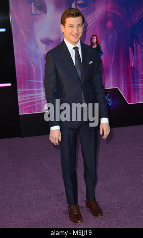 Hollywood, California, USA. 26 marzo, 2018. Tye Sheridan al premiere per 'pronto il Giocatore Uno" presso il Teatro Dolby Immagine: Sarah Stewart Credito: Sarah Stewart/Alamy Live News Foto Stock