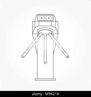 Tornello ingresso carta - sistema di sicurezza di accesso, contorno Illustrazione Vettoriale