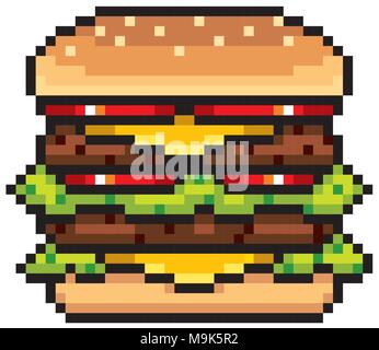 Illustrazione Vettoriale di Burger - design di Pixel Illustrazione Vettoriale