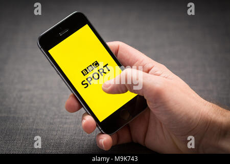 BBC Sport app su un iPhone Foto Stock