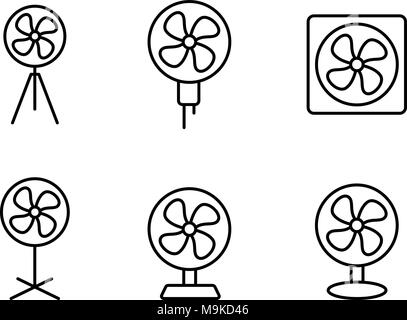 Impostare la ventola elettrica icona in stile lineare, arte vettoriale Illustrazione Vettoriale