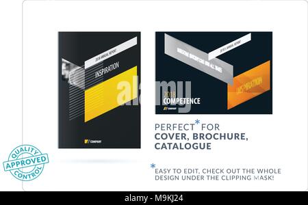 Il design creativo di brochure aziendali impostati, abstract copertura orizzontale, layout opuscolo in formato A4 con frecce colorate Illustrazione Vettoriale