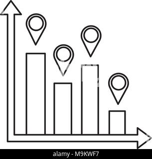 Informazioni statistiche del puntatore del grafico a barre mappa Illustrazione Vettoriale