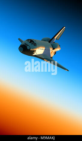 Space Shuttle Landing in atmosfera. 3D'illustrazione. Foto Stock