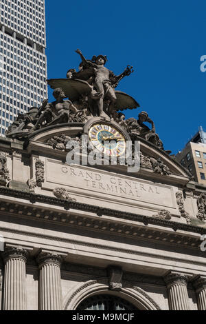 La facciata della mitica Grand Central Terminal, NYC, STATI UNITI D'AMERICA Foto Stock