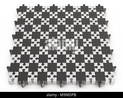 Chess Puzzle board il rendering 3D Foto Stock