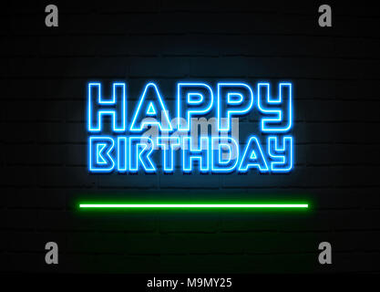 Insegna al neon happy birthday su sfondo nero Foto stock - Alamy