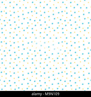 Acquerello pattern senza giunture di blu e giallo punti su sfondo bianco. Può essere utilizzato per il confezionamento, stampa, decorazioni. Foto Stock
