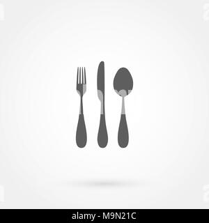 Icona di posate (cucchiaio, forcella, coltello) Illustrazione Vettoriale
